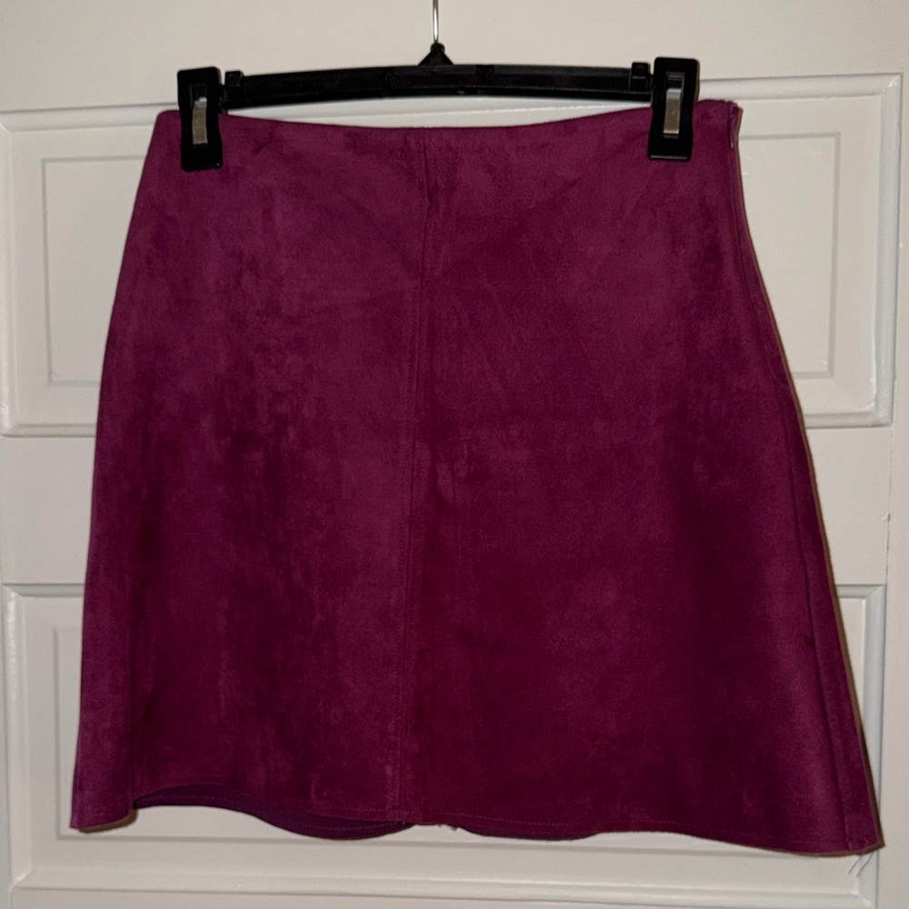 Zara A-Line Faux Suede Skirt in Plum